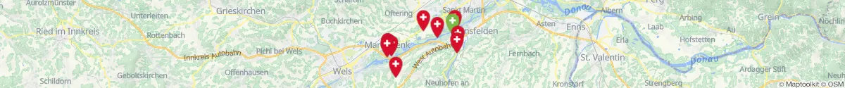 Kartenansicht für Apotheken-Notdienste in der Nähe von Pucking (Linz  (Land), Oberösterreich)
